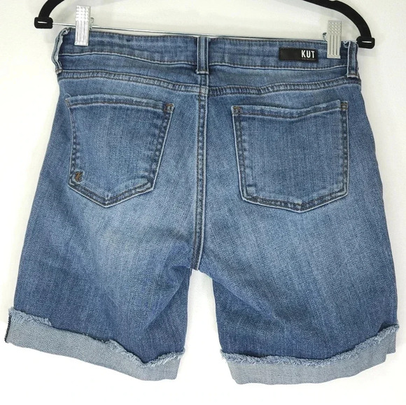 Kut from the kloth Catherine boyfriend short mid rise rolled cuff with fray trim - Picture 2 of 6